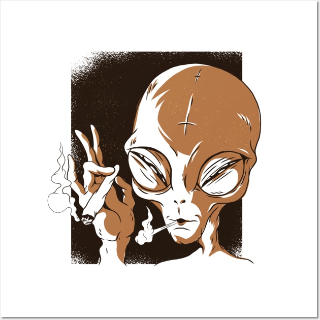 Smoking Alien Wall Art by madeinchorley